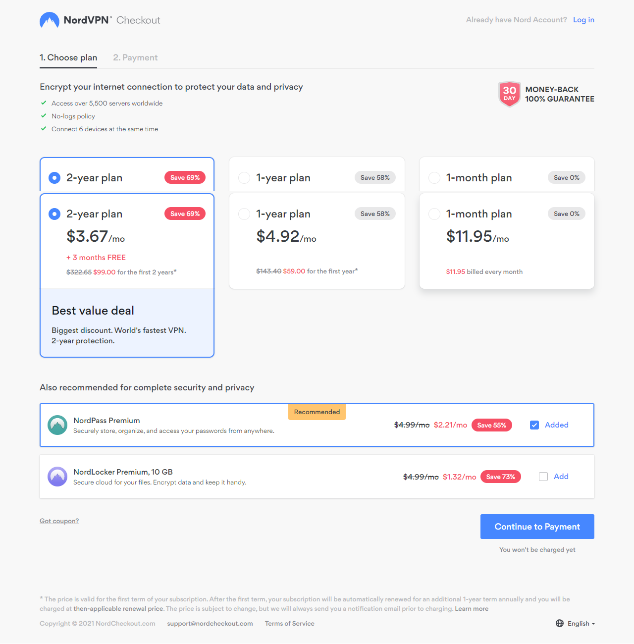 Nord VPN Plan Compare